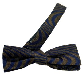 DRIES VAN NOTEN Men’s NAVY/OLIVE SILK WOVEN SKINNY BOW TIE
