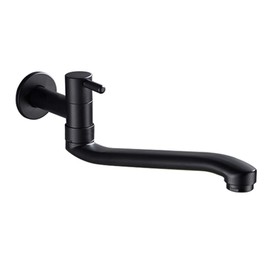 Wall-Mounted Black Cold Water Faucet Washing Machine Mop Pool Garden Taps (31cm)