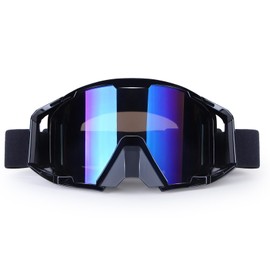 4-FQ Motocross Goggles Motorcycle Goggles High Quality Off Road Racing Cross Goggles Anti Fog UV Protective Glasses Sports Glasses Retro Cycling Glasses for ATV Dirt Bike (Black Frame + Coloured