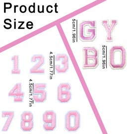 70 Pcs Iron On Patches for Clothing: Embroidered Numbers 0-9, 24 Pieces Iron on Letters, 22 Daisy Flower Applique Patches, 10 Sunflower Embroidered Sew On Patches for Dress, Hat, Socks, Jeans (Pink)