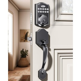 zafano Door Lock with 2 Lever Handles - Keyless Entry Door Lock, Electronic Keypad Deadbolt, Digital Smart Code & Front Handle Sets, Auto-Locking, Easy Installation (Matte Black)
