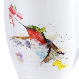 DEMDACO Dean Crouser Hummingbird Watercolor Green 16 Ounce Glossy Ceramic Stoneware Bird Mug with Easy Grip Handle