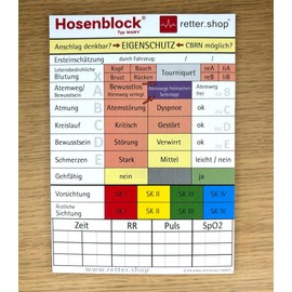 10 x Emergency Service Trouser Blocks Triage/MANV - Pack of 10 Pads DIN A6 - Emergency Management for Emergency Services and Disaster Protection