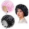 Large Double Layer Satin Sleeping Cap with Adjustable Elastic Band and Button Closure Free Size/Dark Purple Double Layer 4ea