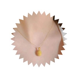 Inilbran Boho Durian Pendant Necklace Gold Chain Vintage 3D Choker Minimalist Cute Fruit Durian Jewellery for Women, Zinc
