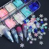 12 Grids Snowflake Nail Art Glitters White Snowflakes Sequins 3D