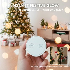 LoraTap Mini Remote Control Outlet Plug Adapter, 656ft Range Wireless Light Switch for Household Appliances, No Hub Required, 10A/1100W, White