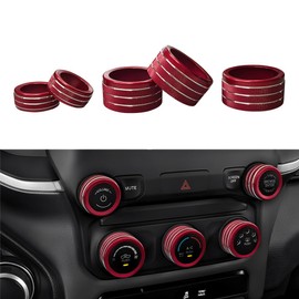 YUJIANQ AC Radio Switch Knob Cover for Dodge RAM 2019-2022 (1500 2500 3500) Accessories Air Conditioner Auto Climate Control Volume Tune Switch Knob Button Cover 5pcs/Set (Red)
