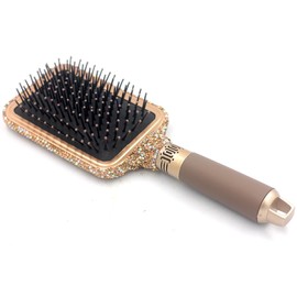 Bestbling Hair Brush - Detangle Hair and Comb, Massage Cushion, Anti-static, Smooth and Sleek Hair, Luxury Rhinestone Design Suitable for Women (Square02 gold)
