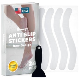 Homergy Anti Slip Shower Stickers 24 PCS, Invisible Non-Slip Shower Strips for Adults, Premium Adhesive Bath Tub Stickers