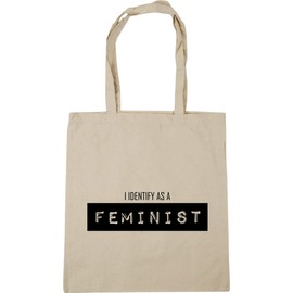 Hippowarehouse I identify as a feminist Tote Shopping Gym Beach Bag 42cm x38cm, 10 litres