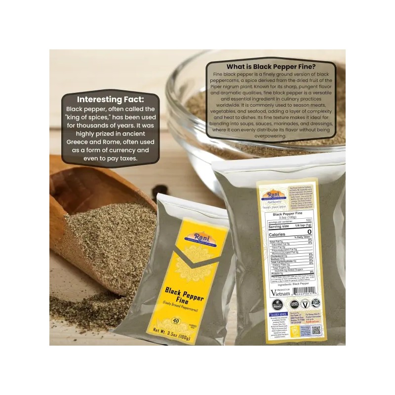 Rani 라니 블랙 페퍼 파인 파우더 80 메쉬 3.5온스 (100g)