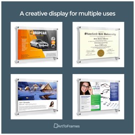 ArtToFrames 11x17 Inch Double Panel Floating Acrylic Picture Frame (Full Frame is 15x21) comes with Gold Standoff Hardware, Made in the USA, 3 Pack