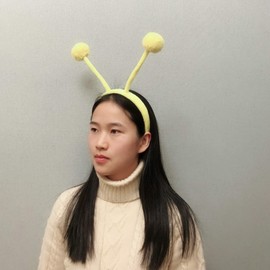 CHEU antenna headband costume as bee, snail, ant, insect props with bendable plush pom pom bopper (yellow)