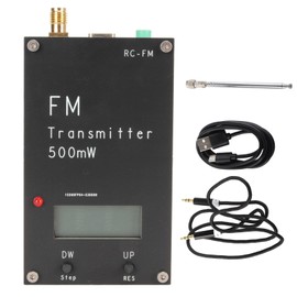 500mW FM Transmitter with LCD Screen 2000M 500mW 88‑108MHz FM Stereo Transmitter with USB Type C Port