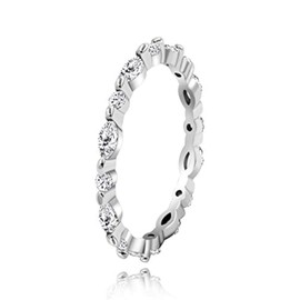 925 Sterling Silver CZ Band, Marquise & Round Cubic Zirconia Milgrain Eternity Bands, Stack Infinity Rings for Women (size T1/2)