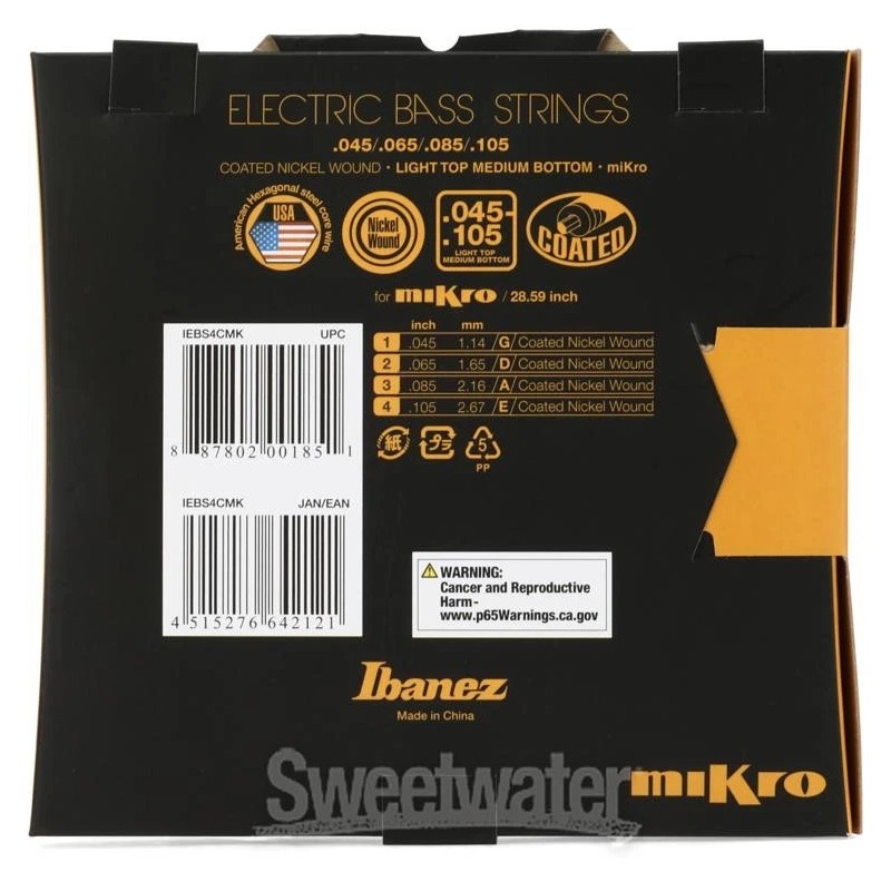 Ibanez IEBS4CMK Nickel-wound miKro Bass Guitar Strings - .045-.105 Light