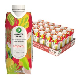 Greater Than Lactation Supplement Support, Coconut Water, Vitamins & Electrolyte Drink for Breastfeeding & Immune Support, Lactation Cookies Alt, Gluten Free, Low Sugar, 24 Pack, Tropical