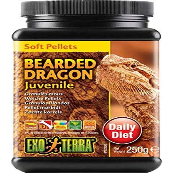 Exo Terra Bearded Dragon Food, Soft Pellets for Reptiles, Juvenile, 8.8 Oz., PT3230