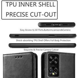 DMDMBATH for TCL 50 XE NXTPAPER 5G Case Shockproof Flip Flap Magnetic Clasp Protective Cover for TCL 50 XE NXTPAPER 5G Wallet Case with Cash Credit Card Slots for TCL 50 XE NXTPAPER 5G (Black)