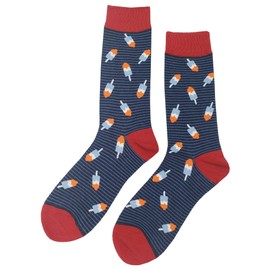 SockFly Rocket Pop Dress Socks Funny Novelty Crazy Fun Design Men Size 8-12 Cotton Casual Crew Colorful Funky Fancy Socks Gift for Men