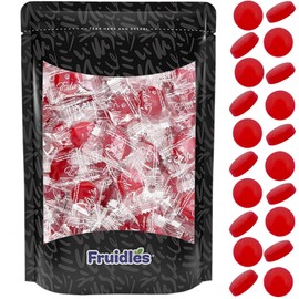 Fruidles Sugar-Free Premium Hard Candy Suckers, Mini Fruit Button Candies, Kosher Certified Parve, Uses Sorbitol, Low-Sodium, Individually Wrapped (8oz) - Half-Pound - 75 Pieces - Strawberry