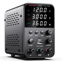DC Power Supply Variable, 120V 3A Adjustable Switching Regulated DC Bench Power Supply with Intelligent Charging Mode, 18W USB Interface, Precision Encoder Knob
