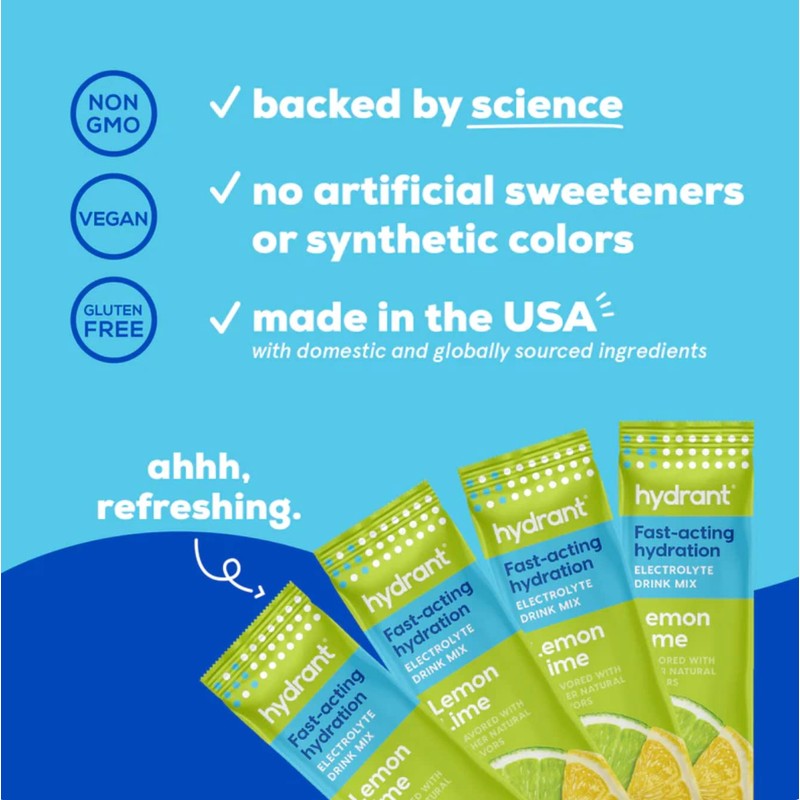 Hydrant Hydrate, Individual Hydration Electrolyte Powder Stick Packets with No