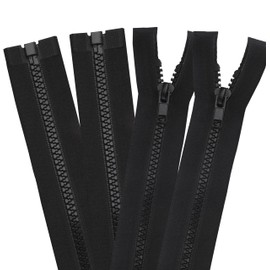 YAKA 4PCS #5 14inch Separating Jacket Zippers for Sewing Coats Jacket Zipper Black Molded Plastic Zippers Bulk DIY Sewing Tools for Garment/Bags/Home Textile Bags Pillow Tent Tailor (14inch)
