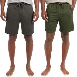 Eddie Bauer Men’s Comfort Fit Elastic Waistband with Outer Drawstring Lounge Short, 2 Pack (Gray,Large)