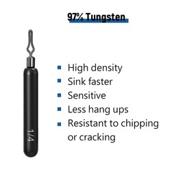 Fishfun 12Pcs Tungsten Drop Shot Weights Sinkers for Bass Fishing, Tungsten Dropshot Fishing Weights, Silver Clip On Skinny, 1/4 oz