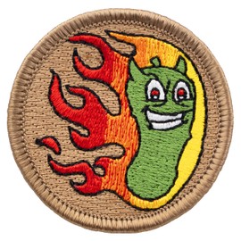 Flaming Pickle Patrol Patch - 2" Diameter Round Embroidered Patch (Iron-on)