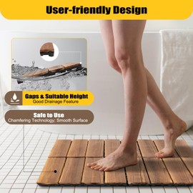 JAYGOVAN 36PCS Wood Interlocking Deck Tiles 12''×12'' Camphor Pine Wood Indoor Outdoor Waterproof Flooring Tiles Patio Decking Tiles Hardwood Deck Tiles for Patio, Balcony, Garden, Poolside