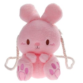 Plush Bunny Crossbody Messenger Shoulder Bag for Girls Women Cartoon Fluffy Rabbit Chain Wallets Bag (pink)