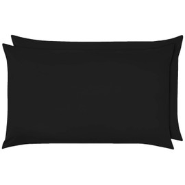 CreationSmart Luxury Bedding 100% Egyptian Cotton 40CM/16 Extra Deep Fitted Sheets (Black, PillowCase Pair)