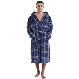 Yoimira Mens Robe with Hood Cozy Fluffy Robe for Men Luxury Hooded Plush Fleece Bathrobe for Winter