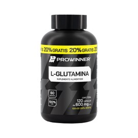 PROWINNER  L-Glutamina, Suplemento Alimenticio, L-Glutamina 100 Pura, Antioxidante, Post Workout, 120 Cpsulas de 600mg                                