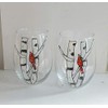 Red Cardinal Bird Birch Tree Hand Painted Stemless Wine Glasses