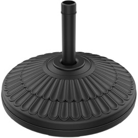 wikiwiki 80 Lbs Round Weighted Patio Umbrella Base, Free Standing Heavy Duty Base Water & Sand Filled Plastic Round Umbrella Base (Black)