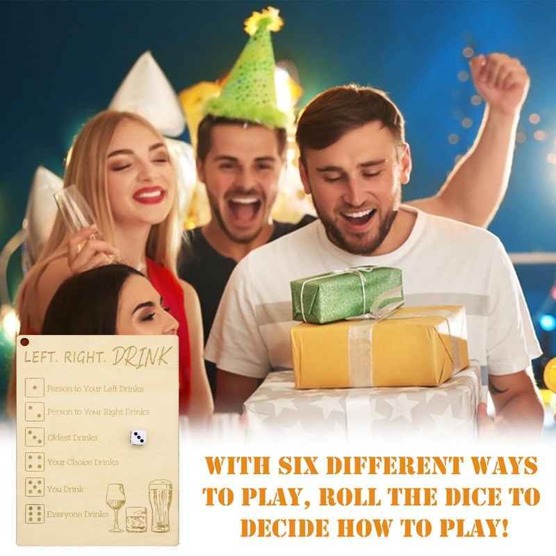 DOWNDRIFT Left Right Drink Drinking Game, Fun Dice Plates and