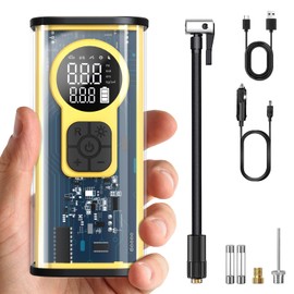 Vogma Tire Inflator Portable Air Compressor, Transparent Mecha Portable Air Pump for Car Tires, 150PSI Electric Portable Tire Inflator for Cars, Bikes, Motorcycles, Ball.