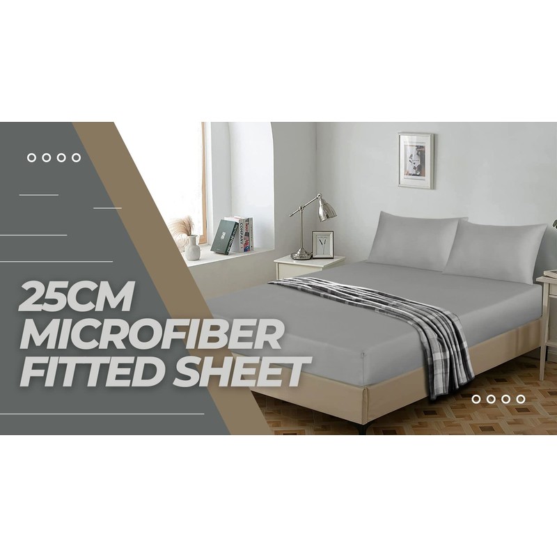 Light Grey Fitted Sheet Super King Size - 25cm Deep