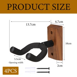 Fleymu 4 Pieces Guitar Wall Mount for Wall, Guitar Wall Mount for Acoustic Guitar, Hardwood Base, Adjustable Guitar Stand, for Acoustic Guitar, Classical Guitar, Bass, Electric Guitar