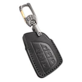 Hontumax 6-Button Leather Key Fob Cover for Chevy Tahoe Colorado Silverado Suburban Equinox Traverse, for GMC Yukon Sierra Acadia Canyon Terrain, for Buick Envision Enclave 2025, Black