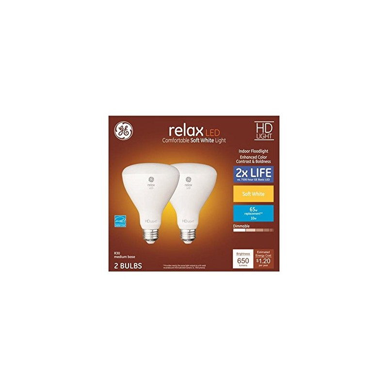 GE Relax 2-Pack 65 W Equivalent Dimmable Soft White Br30