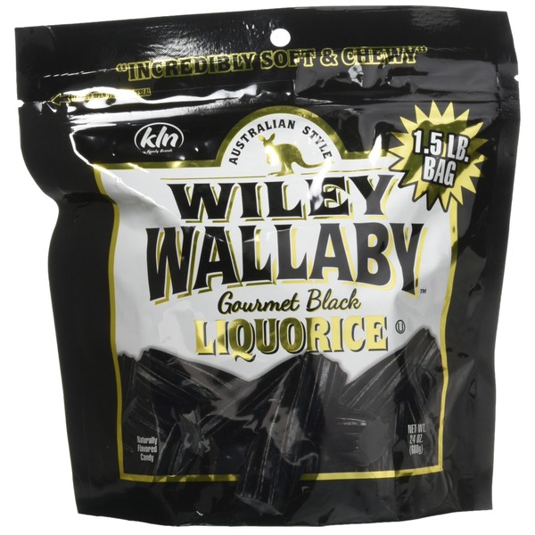 Wiley Wallaby Australian Goumet Style Black Licorice Candy 24 Oz. (Pack of 4)