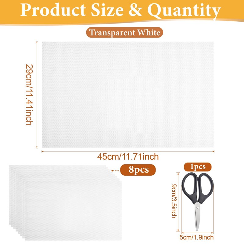 SHENSAIGO 8 PCS Fridge Liners, Waterproof Antibacterial Fridge Mats, Washable