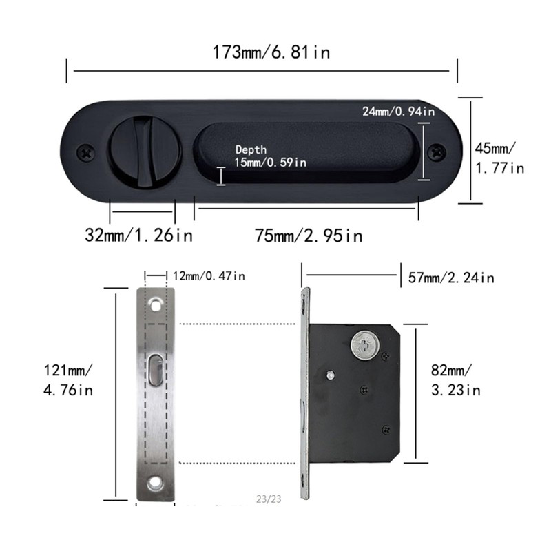 betensh Sliding Door Lock Sliding Door Handle with Key Door