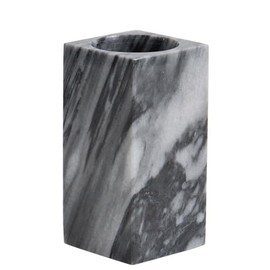 KhanImports Decorative Gray Marble Pencil Holder, Grey Stone Pen Cup for Desk, Home or Office