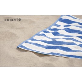 LANE LINEN Beach Towels 4 Pack – 100% Cotton, Oversized Cabana Stripe Pool Towels, Quick Dry & Highly Absorbent, 30" x 60" – Light Blue